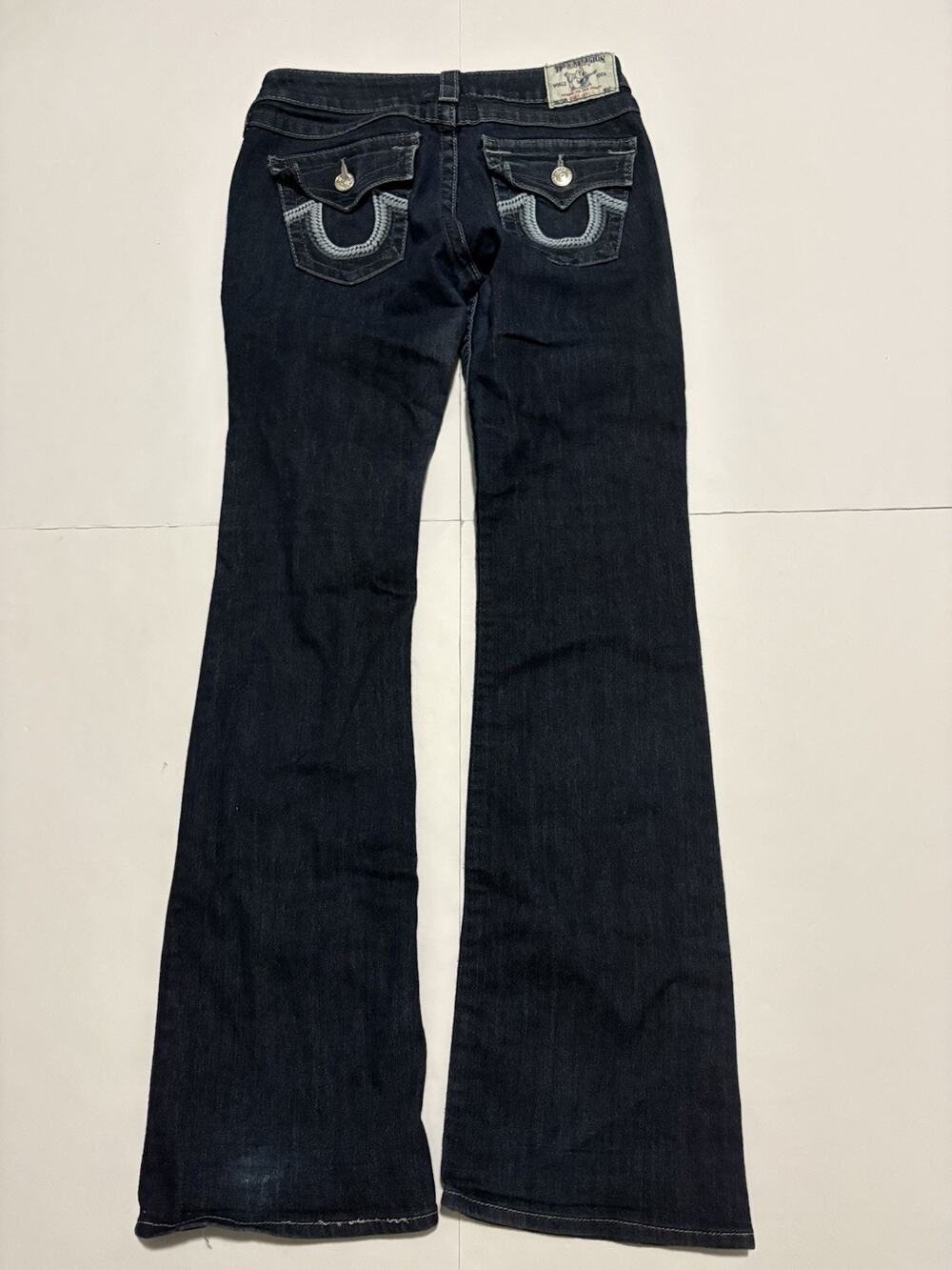True Religion Womens 28 Bootcut Jeans Made USA Dark Wash Horseshoe Y2K Flare